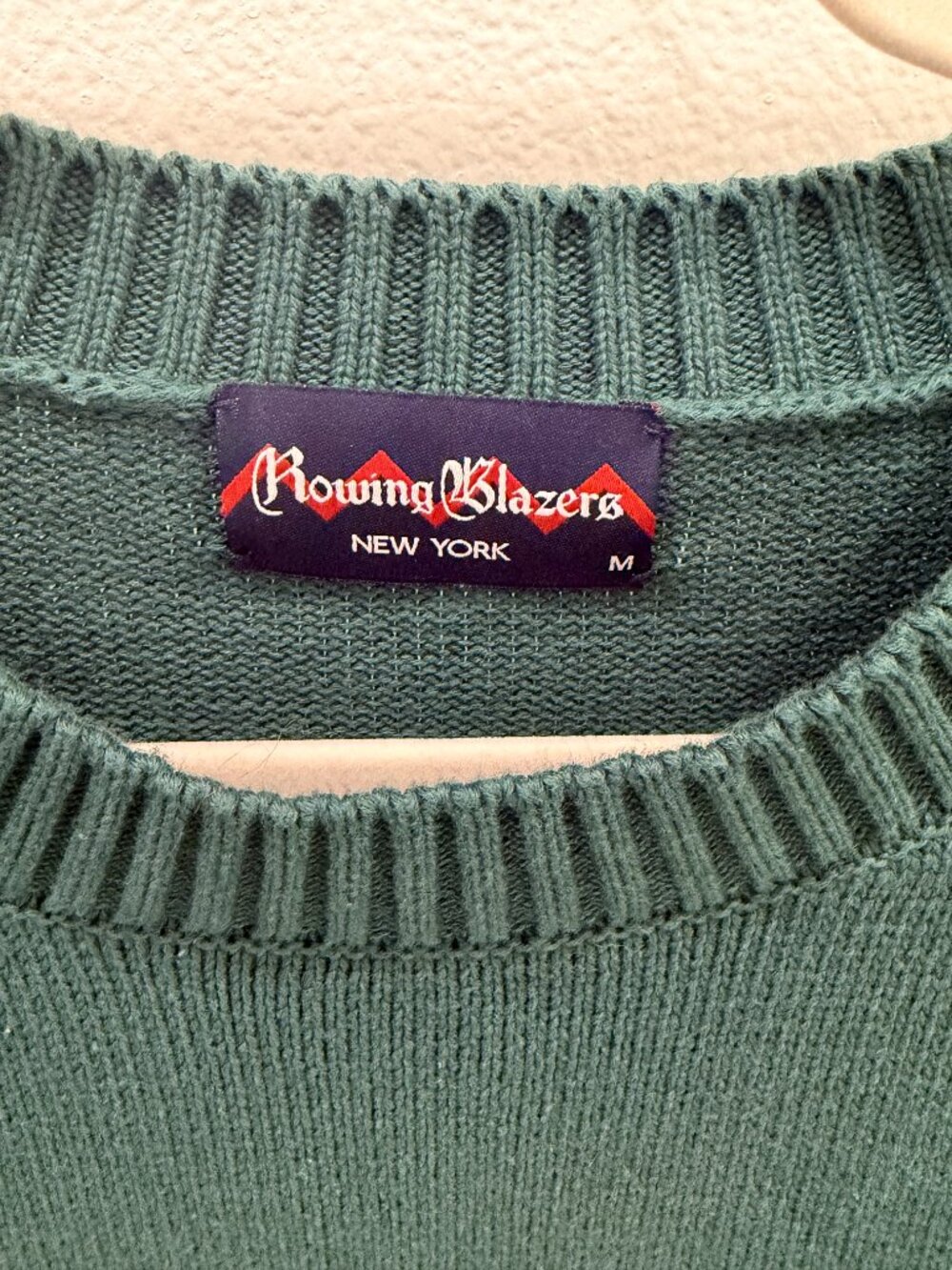 Rowing Blazers Logo Knit Crewneck Sweater Forest Green Size M - Picture 2 of 4
